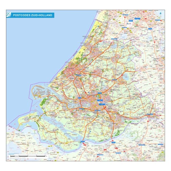 Postcodekaart provincie Zuid-Holland