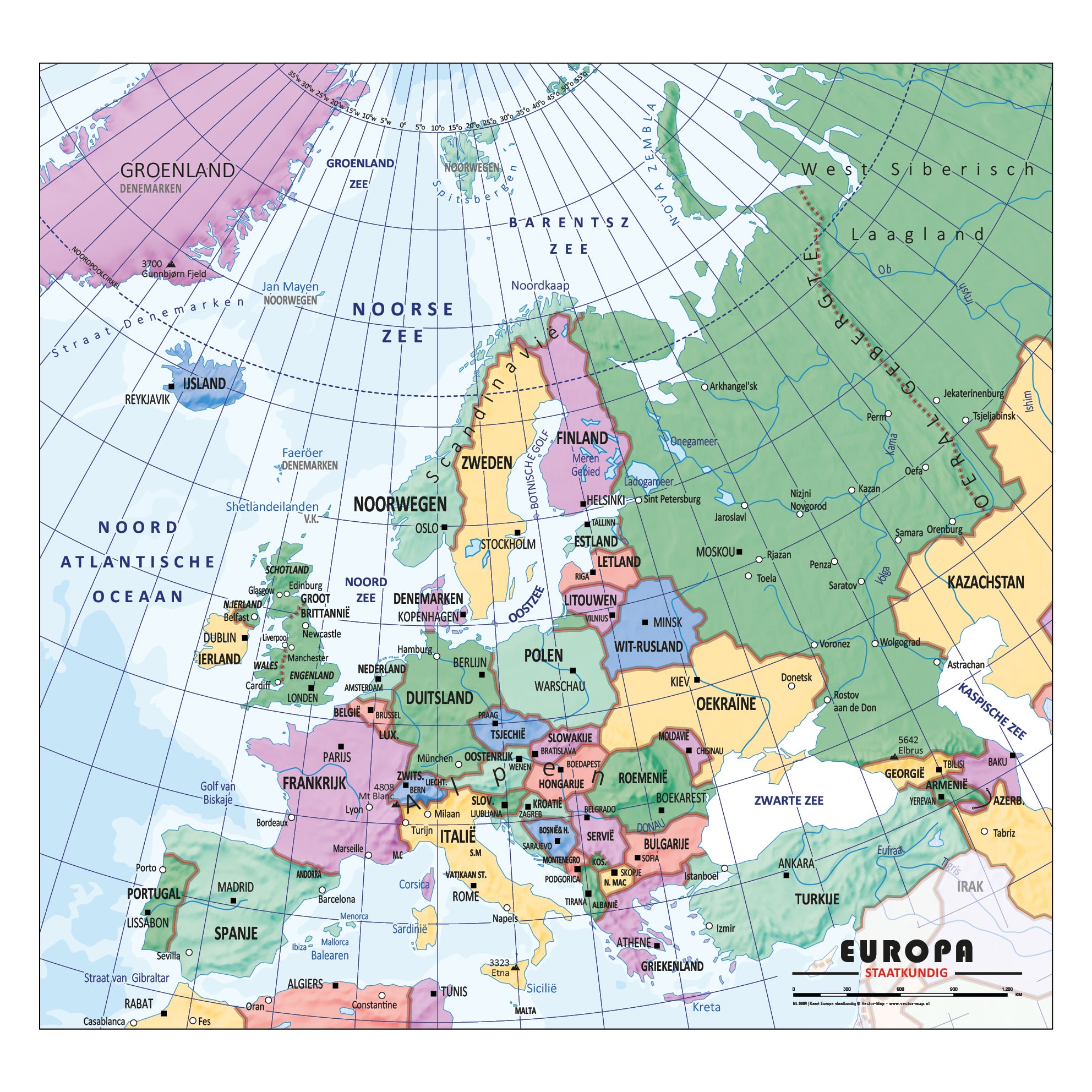 Schoolkaart Europa staatkundig Vector-Map de kaarten webshop!