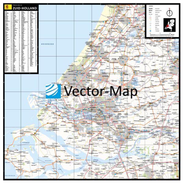 Plaatsnamen provinciekaart Zuid-Holland