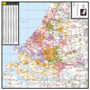 Gekleurde postcodekaart Zuid-Holland