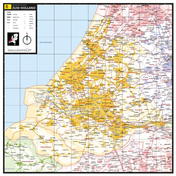 Gekleurde gemeentekaart Zuid-Holland