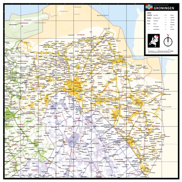 Gekleurde gemeentekaart Groningen